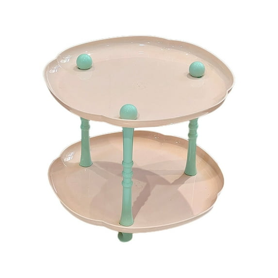 Tiered Cupcake Display Holders, Plastic 2-Tier Multi-purpose Serving Tray for Candy Snack Fruit, Kitchen Living Room Decor (Pink)