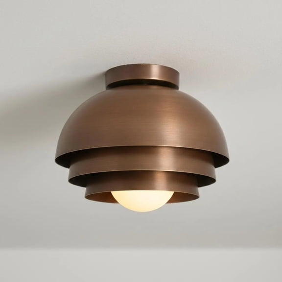 Tiered Flush Mount Ceiling Chandelier Light  Solid Brass, Modern Architectural Design