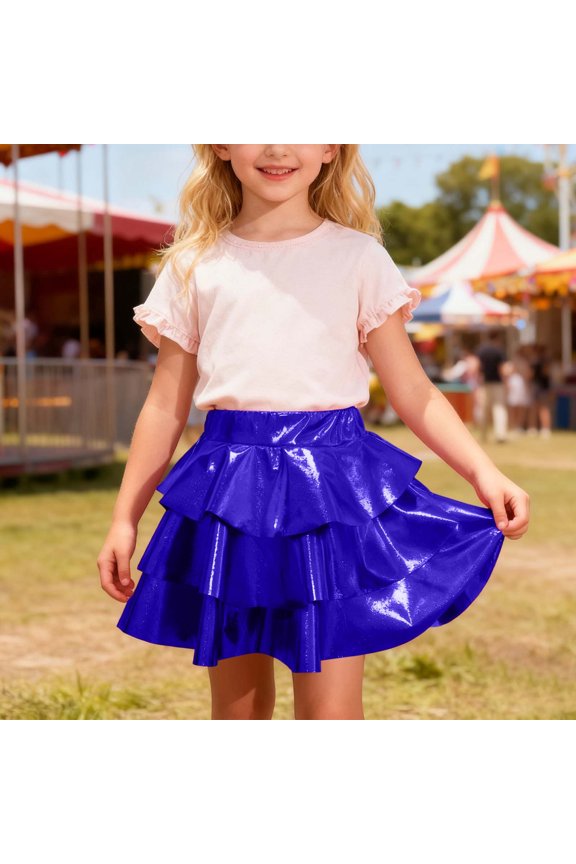 Tiered Glitter Cake Tutu Dress for Girls with Ruffle Hem Shiny Party Attire