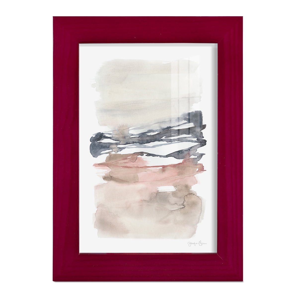 Tiered Horizon Line I -Framed Print w/glass-Cherry Red