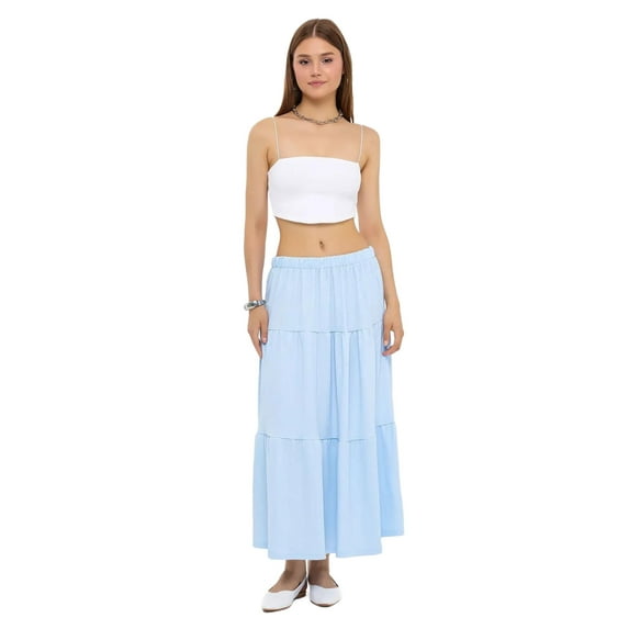 Tiered Maxi Skirt with Elastic Waist