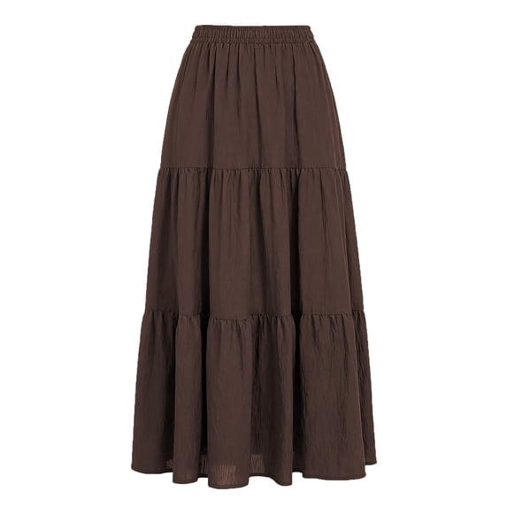Tiered Maxi Skirts for Women Summer Beach Flowy Renaissance Long Skirt with Pockets