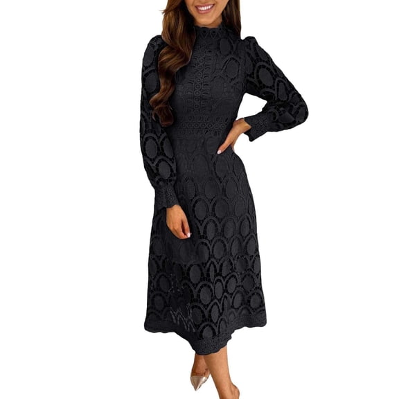 Tiered Ruffle Dress, Long Sleeve Lace Embroidered Peasant Midi Dress, Bohemian Festival Dress for Spring, Summer & Photo Shoots Black L
