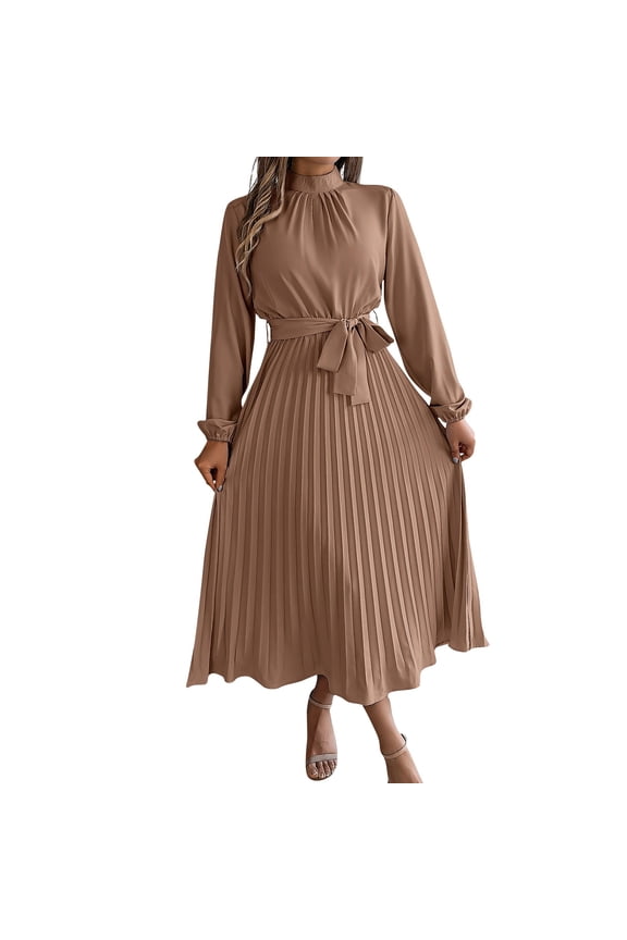 Tiered Ruffle Velvet Maxi Dress, V-Neck Long Sleeve Belted with Voluminous Skirt, Dramatic French Vintage Gown for Holiday & Galas Khaki L