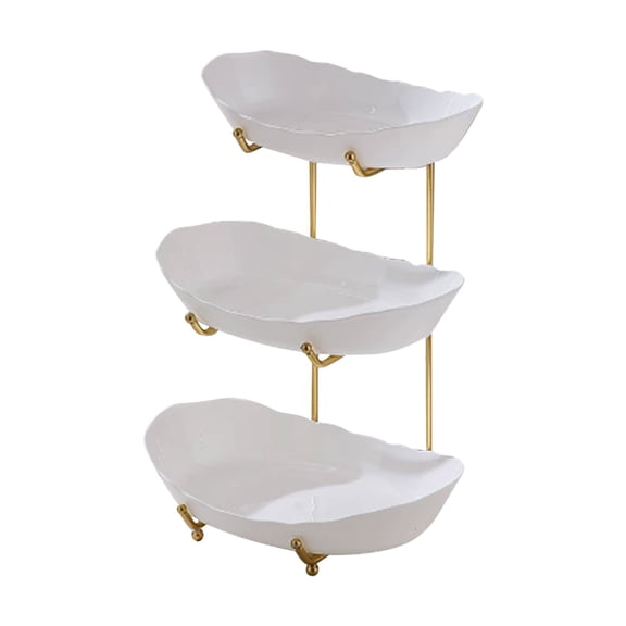 Tiered Serving Bowl Stand With Basket For Kitchen Counter Vegetable Storage Snack Cake Dessert Display