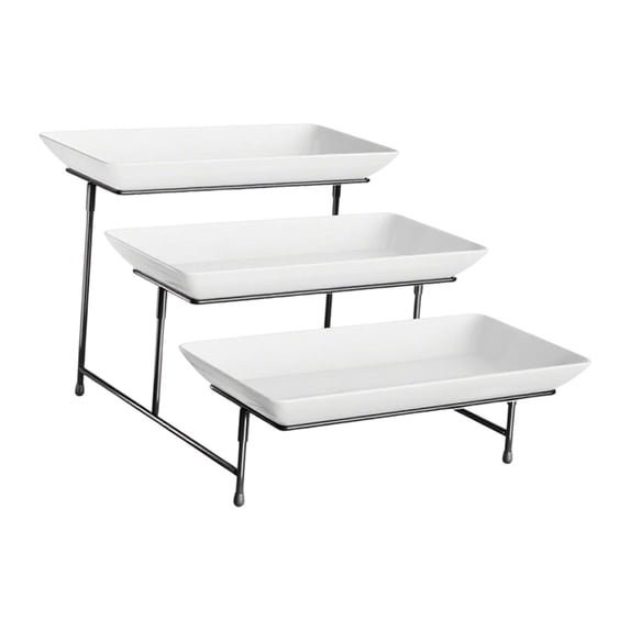 Tiered Serving Trays Dessert Stand Food Platter with a 3 Layer Rectangular Design for Holiday Events