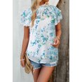 thumbnail image 1 of Tiered Short Sleeve Floral Blouse, White, Large, 1 of 5