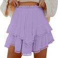 thumbnail image 1 of Zunfeo Tiered Skirts for Women Summer Boho Beach Mini Skirts with Shorts Ruffles Casual Skort Purple L, 1 of 8