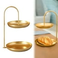 thumbnail image 1 of Tiered Tray Stand，2 Tier Iron Fruit Serving Tray Double Tier Storage Platter for Home Office Party Wedding Decor,Gold, 1 of 9