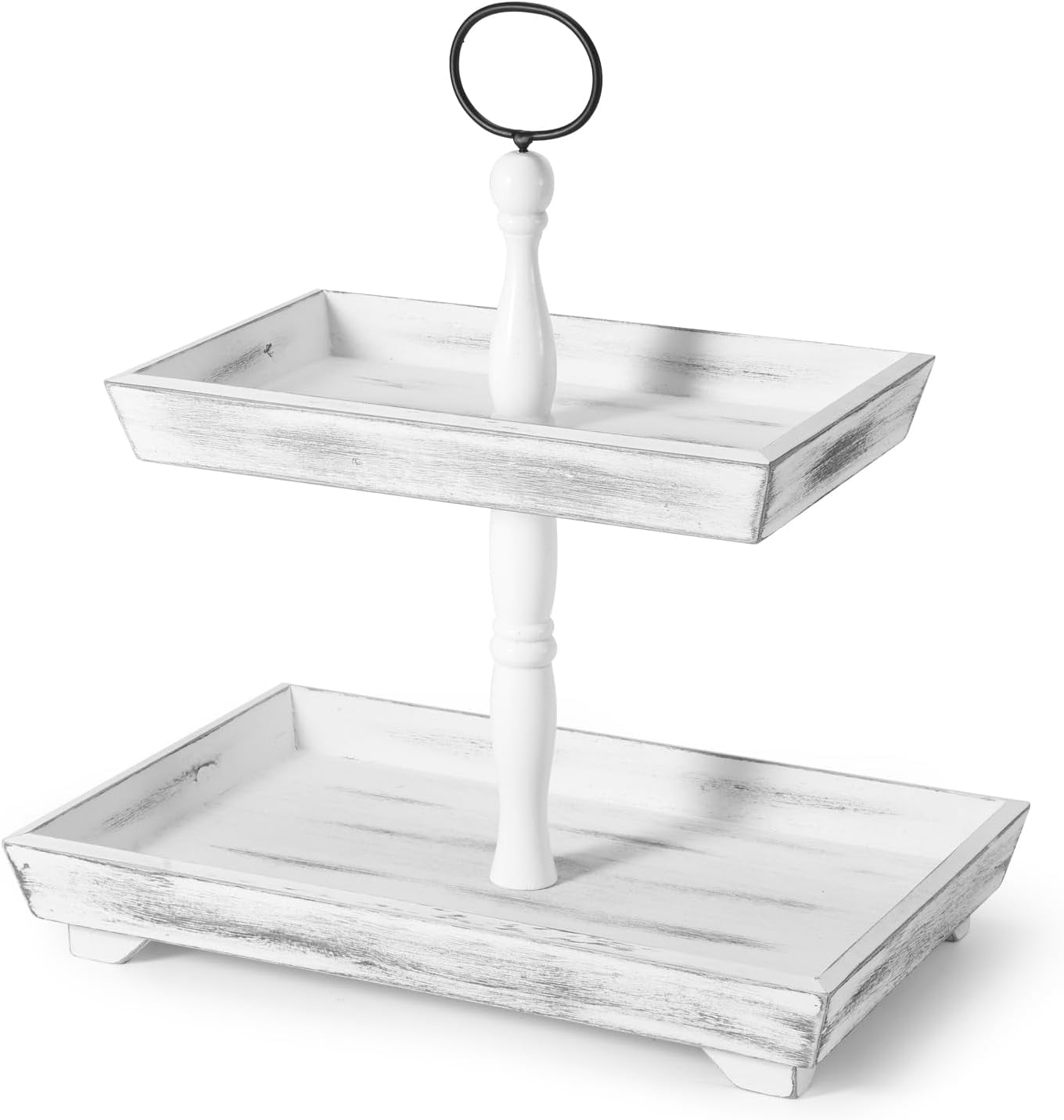 Tiered Tray for Decors Wood Two Tiered Tray