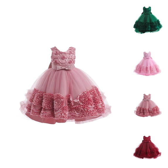 Tiered Tulle Princess Dress for Girls – Puffy Flower Girl Gown for Piano Recitals, Sweet Hostess Outfit, Formal Wear Styled Alongside Pink Dress for Girls Sets