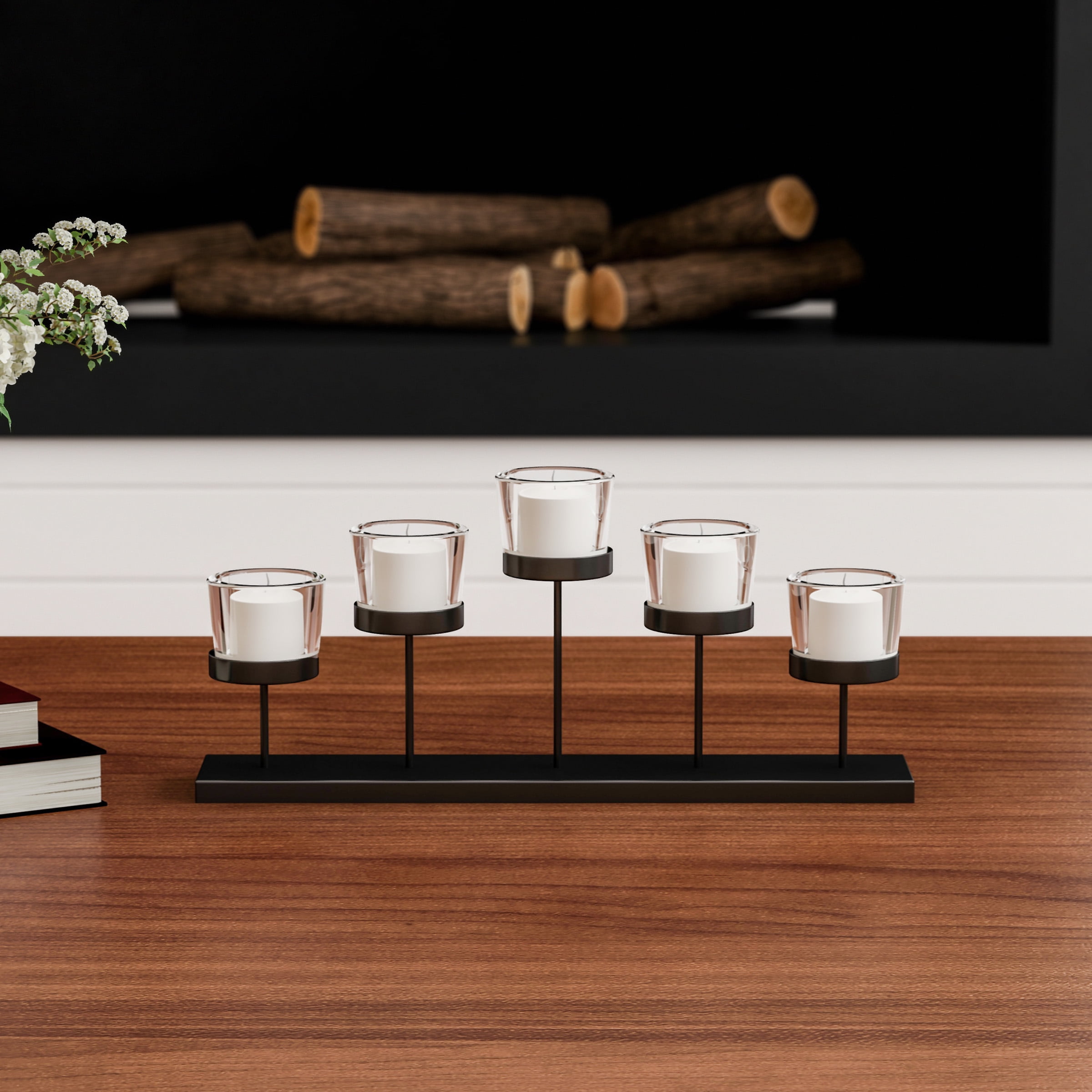 Tiered Votive Candle Holder Handcrafted Iron and Glass Cup