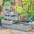 thumbnail image 1 of Tiered Water Fountain Outdoor Waterfall Freestanding Cascade Fountain Modern Style with LED Lights for Patio Yard Pool Home Decor, 1 of 5