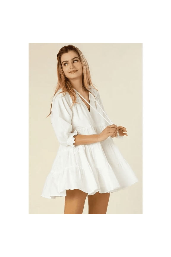 Tiered mini dress with tassel