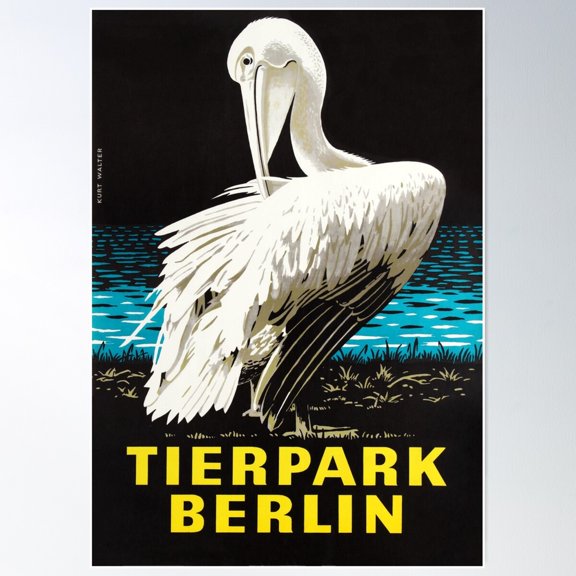 Tierpark Berlin Germany Zoo Pelican Bird 1978 Vintage Tourism Advertisement Poster Poster Wall Art, Modern Wall Decor For Living Room Bedroom, 8x12 UNFRAMED