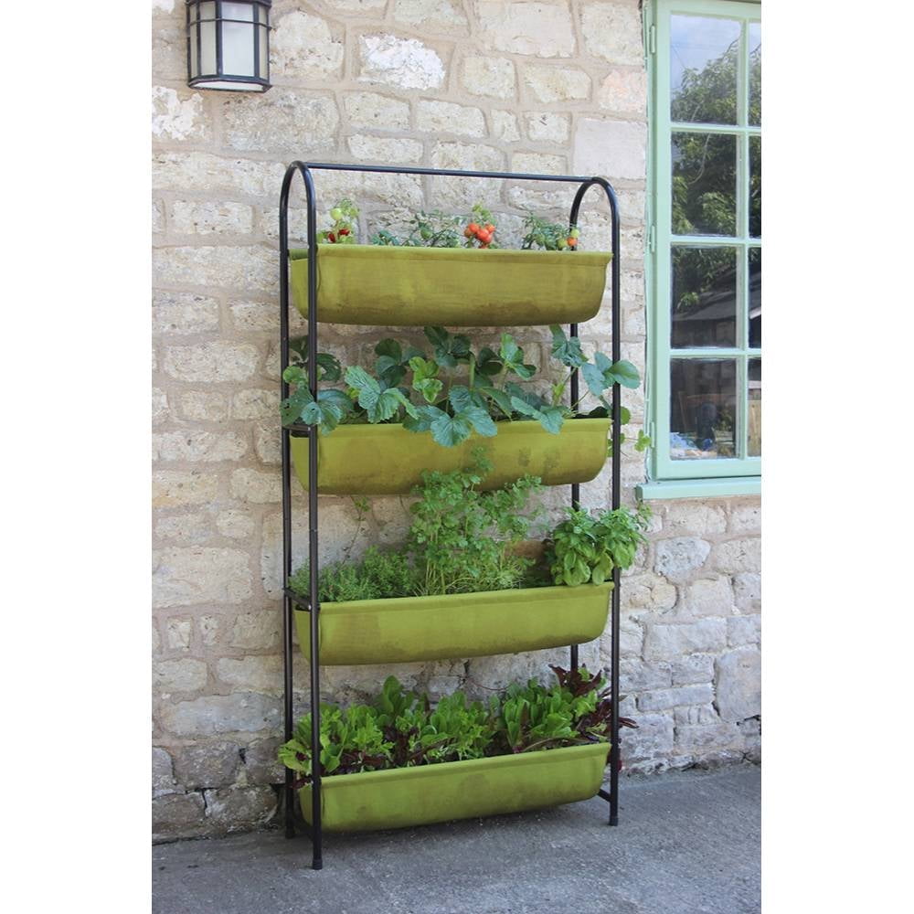 Vigoroot 4-Tier Green Fabric Balcony Garden Planter