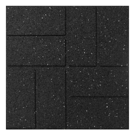 Tierra Verde 16" x 16" Brick Rubber Paver, Outdoor Floor Tiles for Yards, Black, 4 Pack