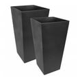 thumbnail image 1 of Tierra Verde 2 Pack Indoor Outdoor 28” Self Watering Planter, Sonata, Black, 1 of 8