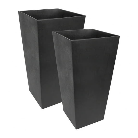 Tierra Verde 2 Pack Indoor Outdoor 28” Self Watering Planter, Sonata, Black