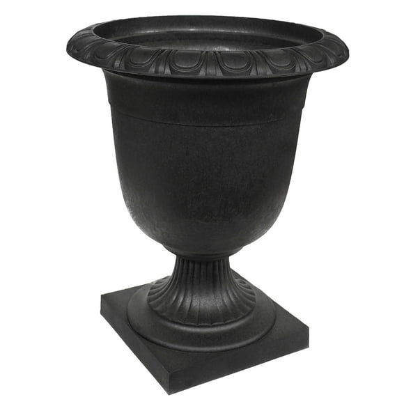 Tierra Verde Self-Watering Urn Planter, Crescendo, 19" x 23", Black