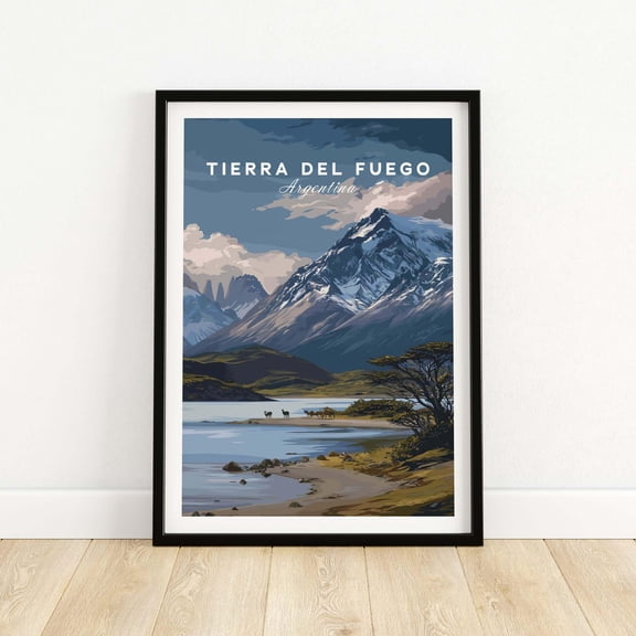 Tierra del Fuego Print Travel Poster Ushuaia City View