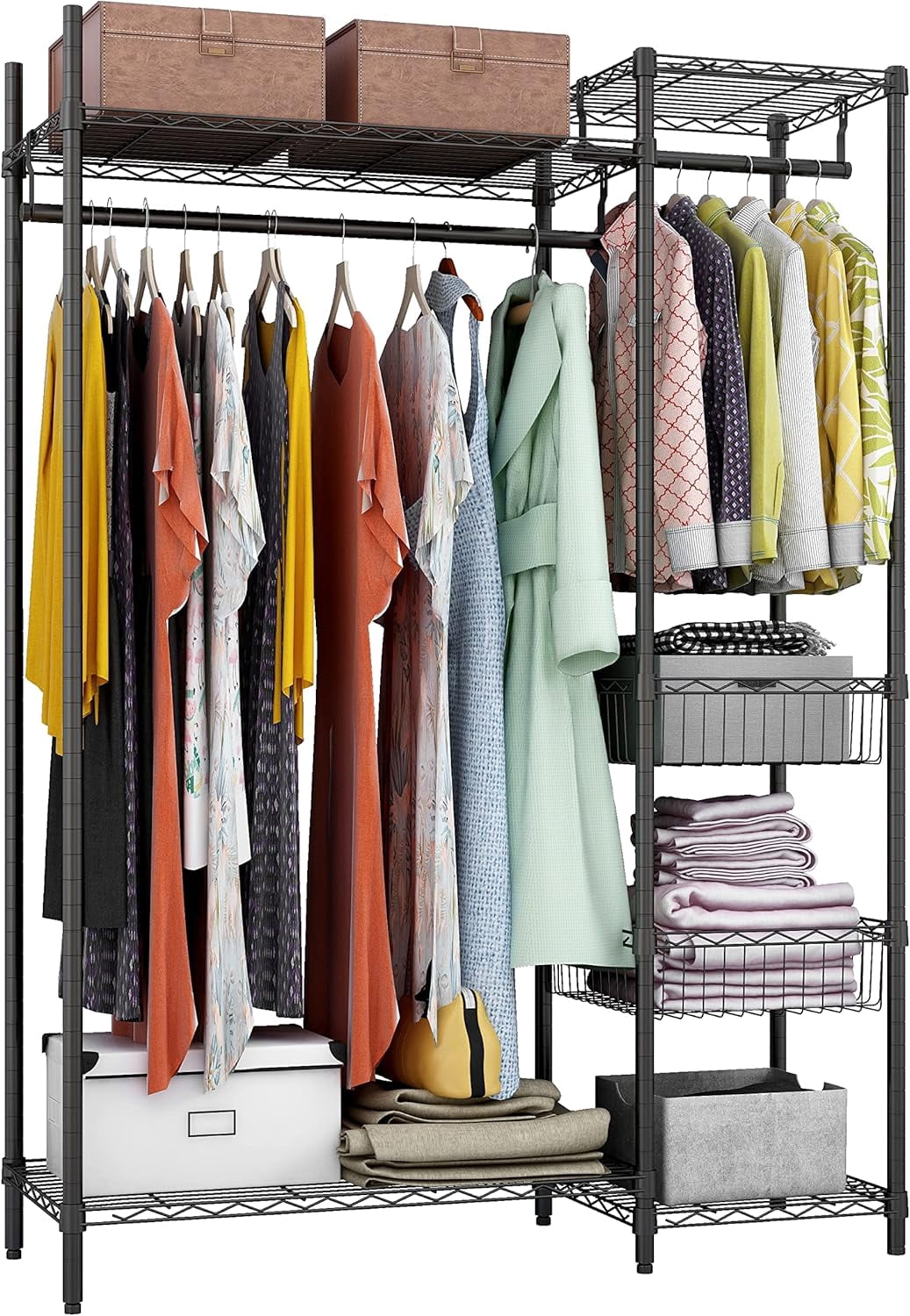 Apparel Wire Racks Tiers Heavy Duty Clothes Rack Metal Clothing Rack Adjustable Clothing ...