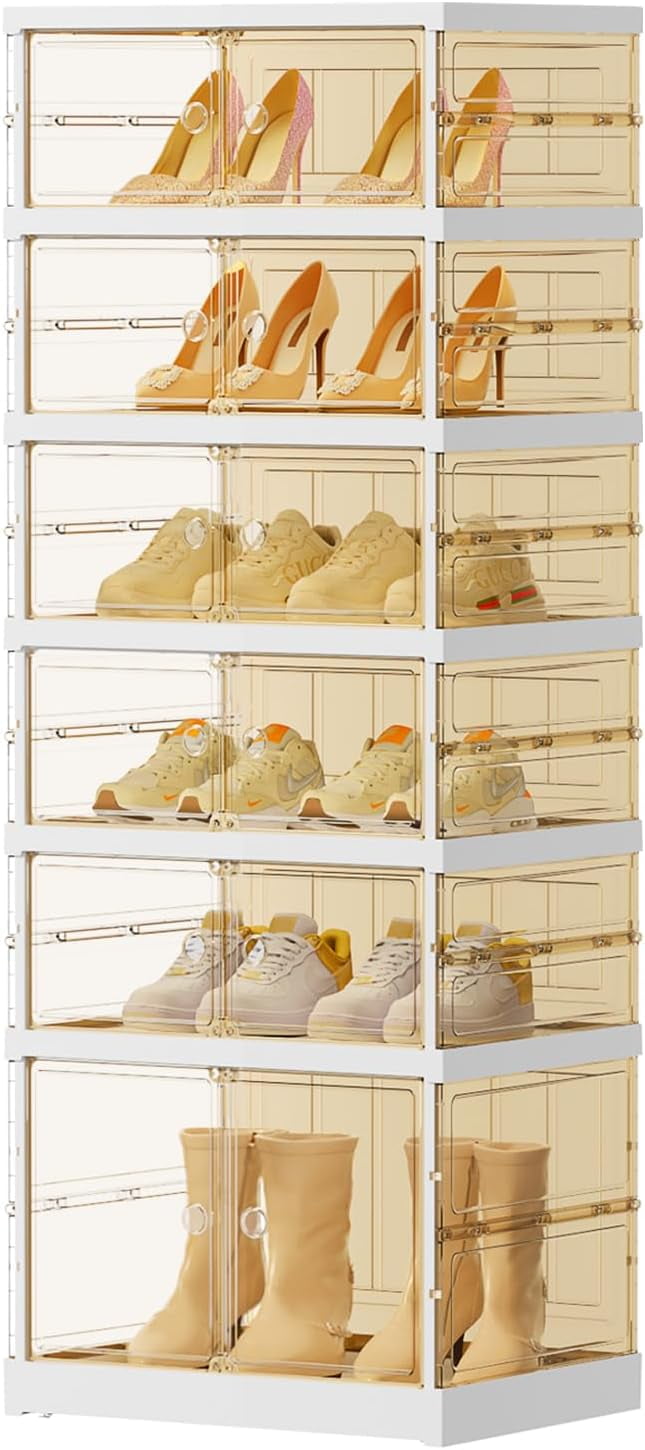 Tiers Pairs Foldable Shoe Boxes Large Plastic Shoe Storage Rack Shoe ...