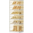 thumbnail image 1 of Tiers Pairs Foldable Shoe Boxes Large Plastic Shoe Storage Rack  Shoe Organizer for Closet Tall Shoe Shelf Clear Stackable Shoes Cabinet with Doors entryway, 1 of 3