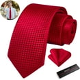 thumbnail image 1 of Ties For Boys Red Necktie Pocket Square Set Youth Tie for Kids School Party Wedding 49", 1 of 7