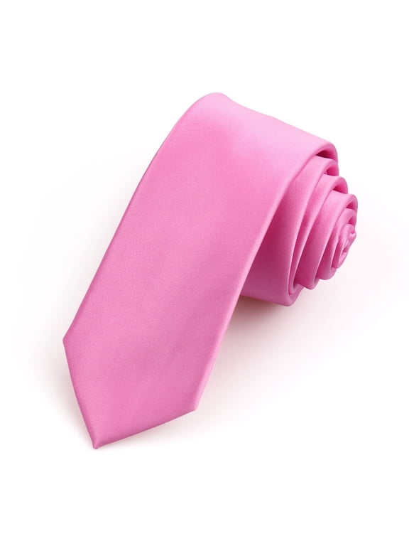 Ties for Men BWASD Slim Size 2.5" Business Male Solid Color Necktie Necktie Cravat Adjustable Classic Silky Satin Neck Tie for Wedding Banquet Work Daily Wear Pink