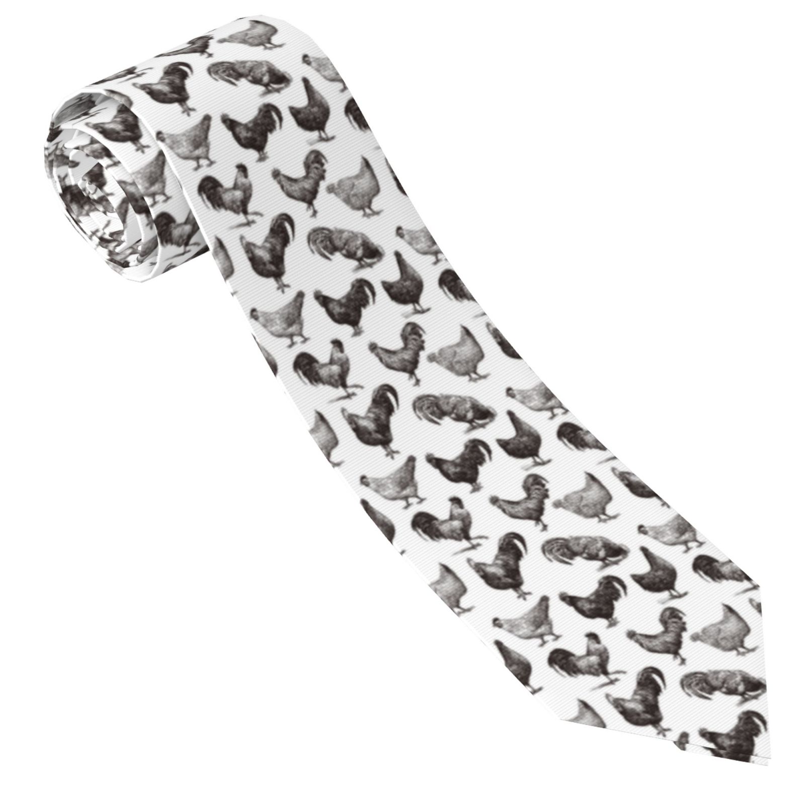 Ties for Men - Sketch Chicken Black White Soft Comfort Mens Tie with ...