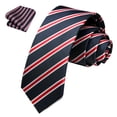thumbnail image 1 of Boy's Striped Tie with Pocket Square Set Formal Necktie for Children and Kids Self-Tied, 1 of 6