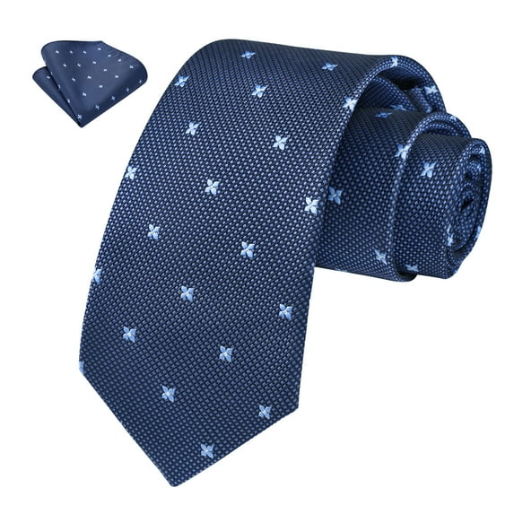 Ties for Boys Self Tie Kids Necktie and Pocket Square Set for Kid Formal Party School Blue