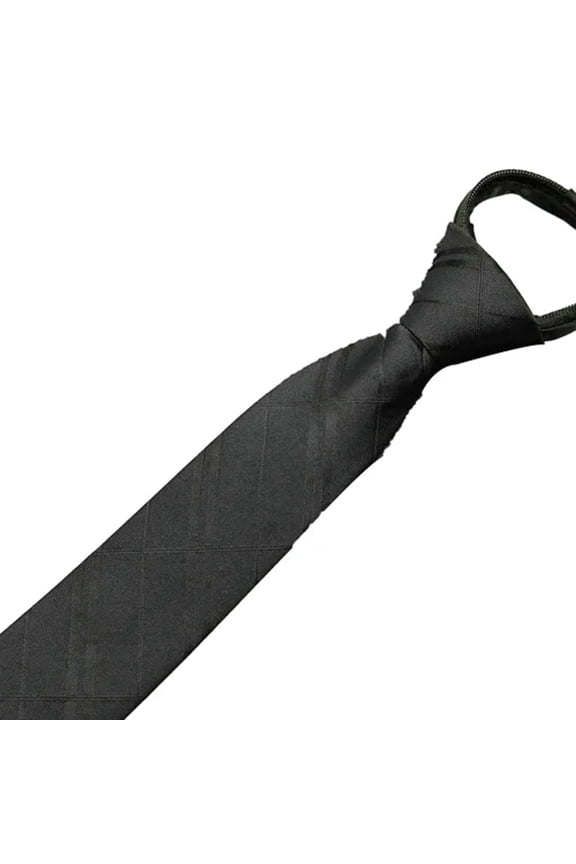Ties for Men BWASD Adjustable Classic Silky Satin Solid Pure Color Neck Tie Zipper Necktie Cravat for Daily Wear Wedding Banquet Suit Black