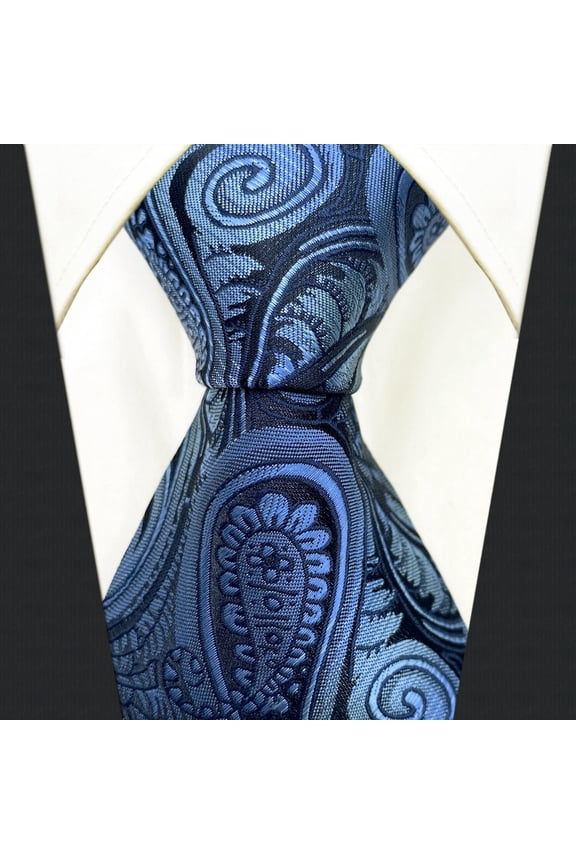 Ties for Men Blue Paisley Luxury Groom's Accessories Classic Size