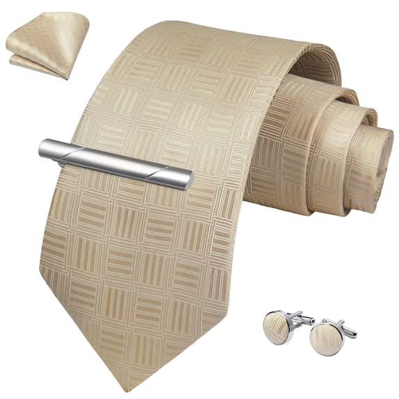 Ties for Men Formal Necktie Set Pocket Square Cufflinks Tie Clip Set Gift Box Wedding Party