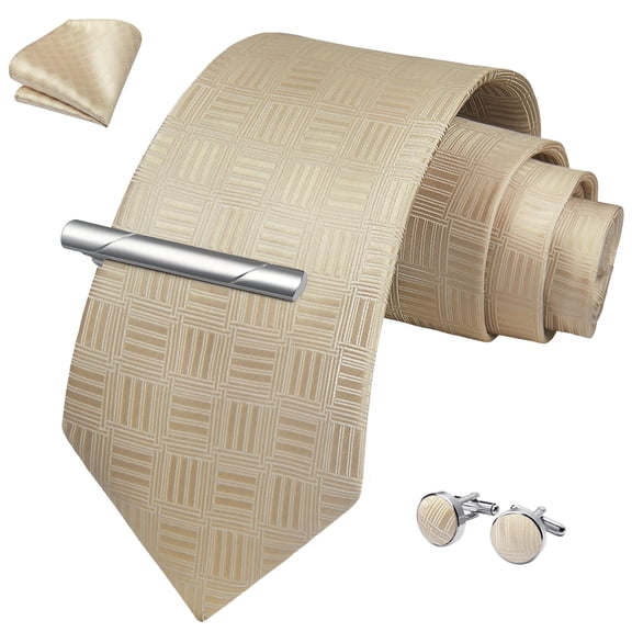 Ties for Men Formal Necktie Set Pocket Square Cufflinks Tie Clip Set Gift Box Wedding Party