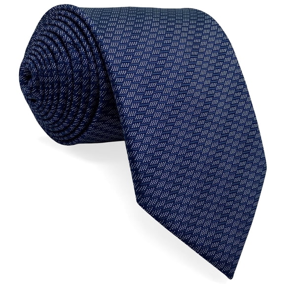 Ties for Men Necktie Geometric Micro Chevron Navy Blue White for Business Formal Attire Classic 57.5"