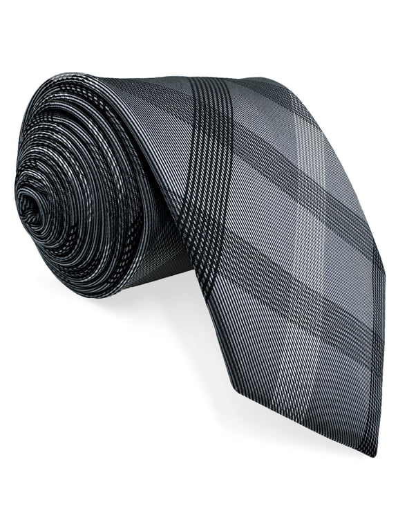 Ties for Men Necktie Gray Check Classic Size 57.5"