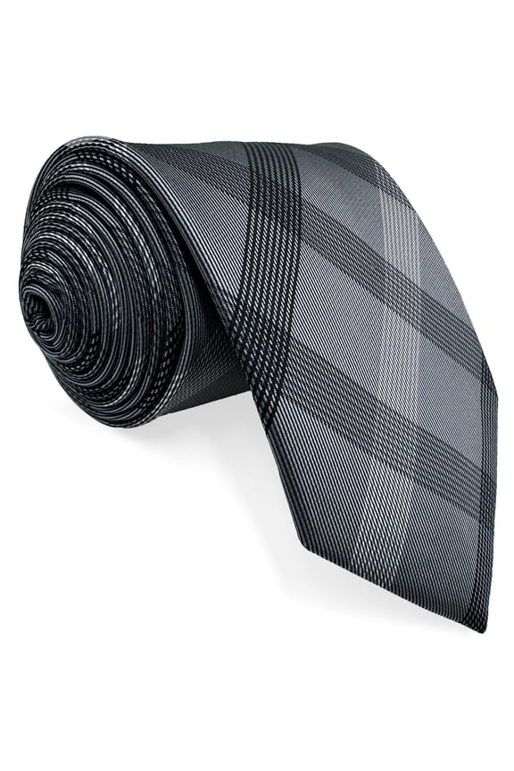 Ties for Men Necktie Gray Check Extra Long Size 63"