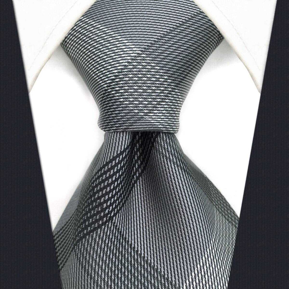 Ties for Men Necktie Gray Check Skinny Size 2.36
