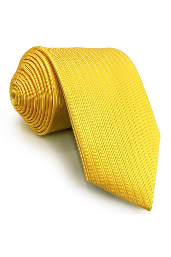 Ties for Men Solid Color Yellow Golden Necktie 147cm