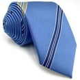 thumbnail image 1 of Ties for Men Suits Steel Blue Stripes Business Necktie Extra Long 63", 1 of 5