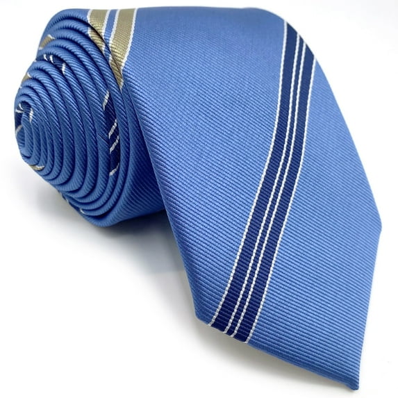 Ties for Men Suits Steel Blue Stripes Business Necktie Extra Long 63"