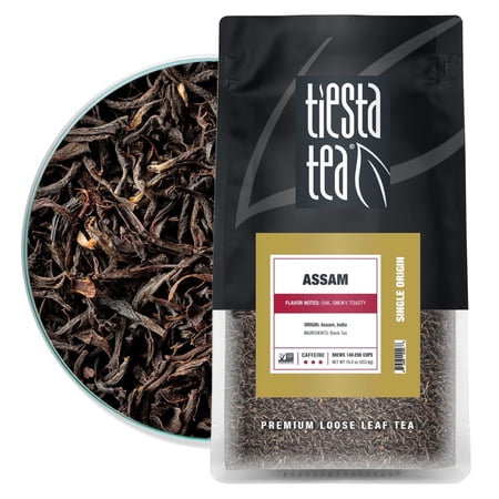Tiesta Tea - Assam Black Tea, Single Origin Premium Black Loose Leaf Tea from India, 100% Pure Unblended High Caffeinated Tea, Make Hot or Iced Tea & Up to 200 Cups - 16oz Resealable Bulk Pouch