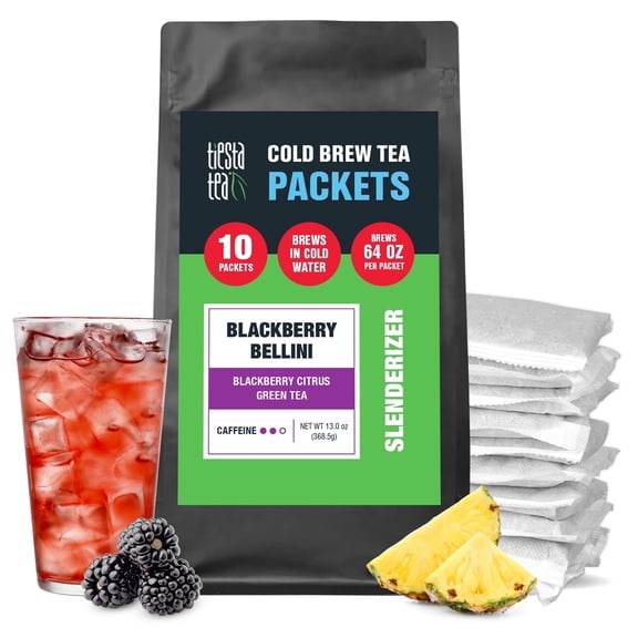 Tiesta Tea - Blackberry Bellini Cold Brew, Loose Leaf Iced Tea Blend, Medium Caffeine Iced Tea, 10 Cold Brew Tea Packets - Brews 1 Family-Sized Pitcher Each