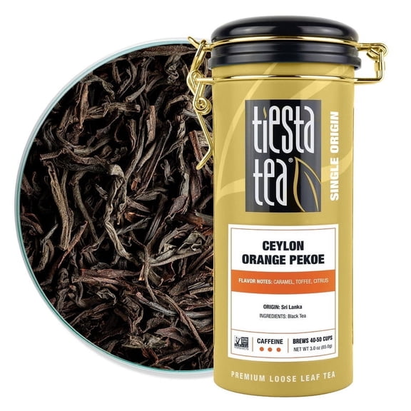 Tiesta Tea - Ceylon Orange Pekoe Black Tea, Single Origin Premium Black Loose Leaf Tea from Sri Lanka, High Caffeinated Tea, Make Hot or Iced Tea & Up to 50 Cups - 3oz Refillable Tin