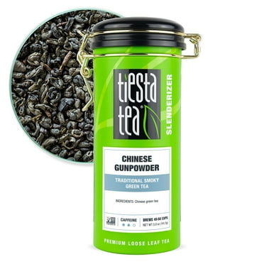 Tiesta Tea - Chinese Gunpowder, Slenderizer Loose Leaf Green Tea, Traditional Smoky Green Tea, Medium Caffeine, GMO-Free, Make Hot or Iced Tea & Brews Up to 50 Cups - 5 Ounce Refillable Tin