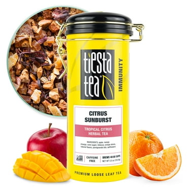 Tiesta Tea - Citrus Sunburst, Immunity Loose Leaf Fruit Tea, Caffeine Free, GMO-Free, Make Hot or Iced Tea & Brews Up to 50 Cups - 5.5 Ounce Refillable Tin