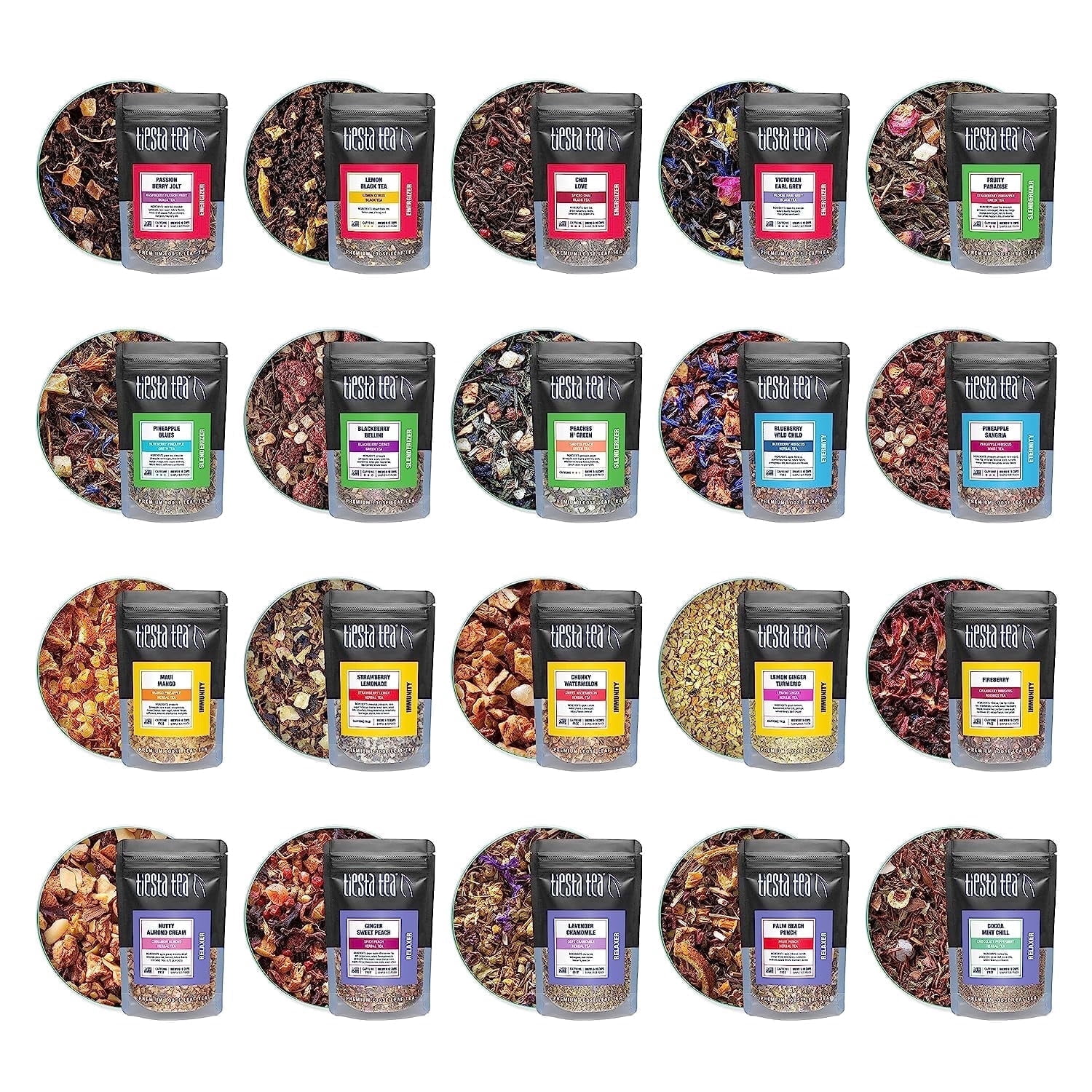 Tiesta Tea Discovery Sampler Set with Green, Herbal, Black and Chai Varieties